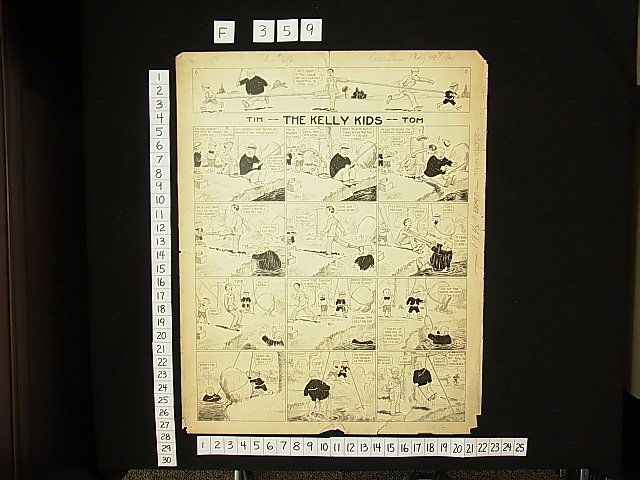 Kahles, C.W. The Kelly Kids, Sunday comic strip (No: Title: Kahles, C.W. The Kelly Kids, Sunday comic strip (Note bottom tears and visible horizontal creases) Description: Kahles, C.W. The Kelly Kids, Sunday comic strip (Note bottom tears and visible