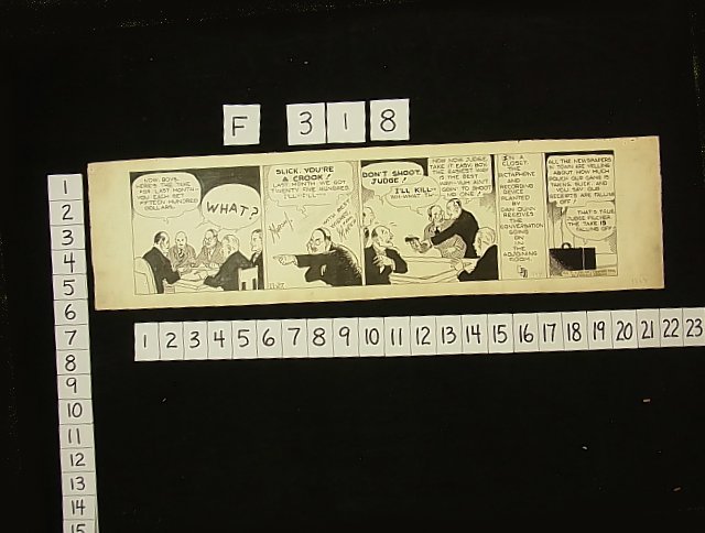 Marsh, Norman Dan Dunn, comic strip, Los Angeles, C: Title: Marsh, Norman Dan Dunn, comic strip, Los Angeles, California, shooting a judge subject matter with lawyers, 1934 Description: Marsh, Norman Dan Dunn, comic strip, Los Angeles, California, shoot