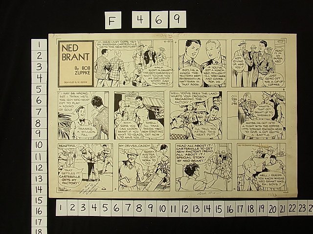 Walt Depew Ned Brandt comic strip, signed and inscr: Title: Walt Depew Ned Brandt comic strip, signed and inscribed and dated 1941, golfing subject Description: Walt Depew Ned Brandt comic strip, signed and inscribed and dated 1941, golfing subject P