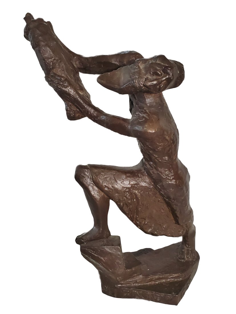 Willy Gordon 21in Judaica Swedish Bronze 1945 WWII Flight with Torah Jewish Statue Stockholm Sweden: Described By:Michelle HFA VX NEDD Title: Willy Gordon 21in Judaica Swedish Bronze 1945 WWII Flight with Torah Jewish Statue Stockholm Sweden Sculpture Figure Biblical Interest EA AP Description:This c