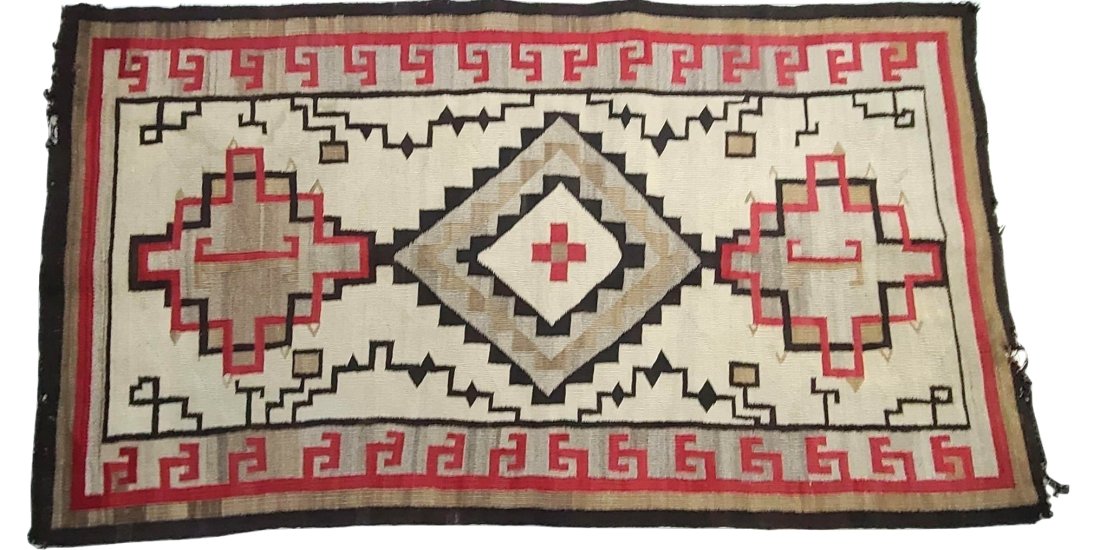 Vintage Geometric Navajo Native American Handwoven Rug Carpet Blanket (1 of 16)