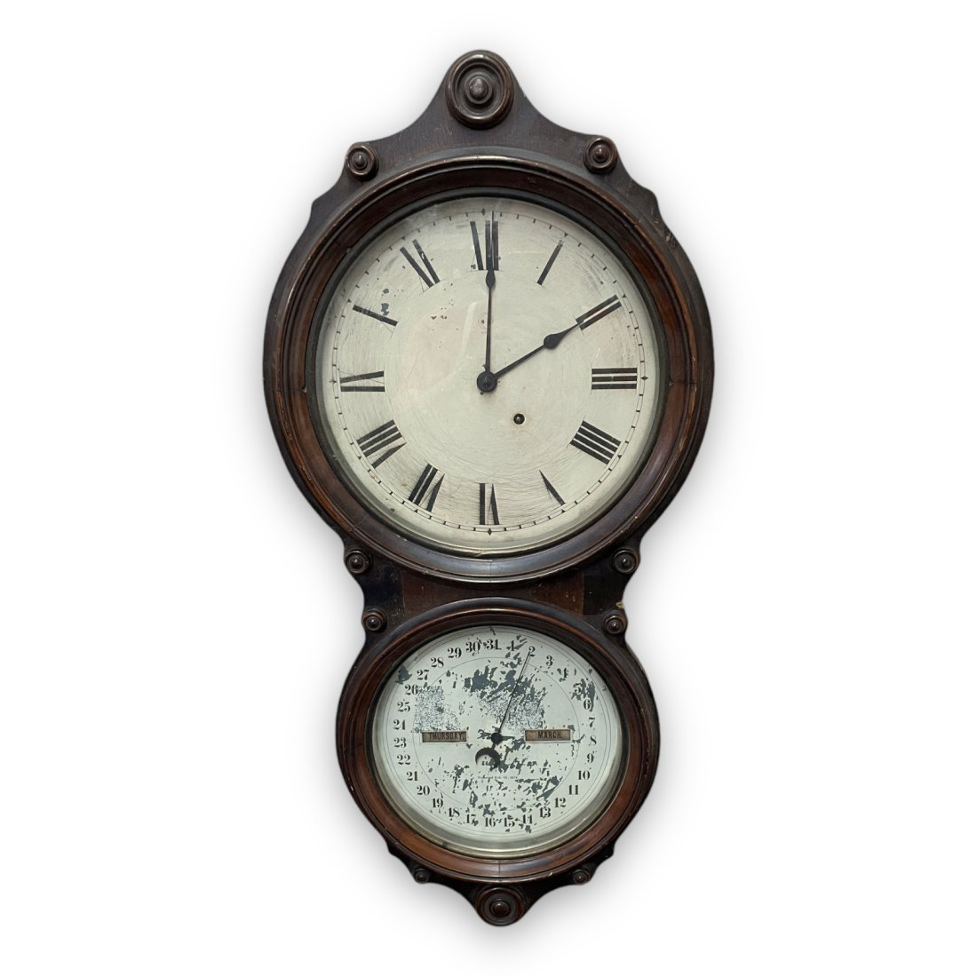 Seth Thomas Walnut Victorian Double Calendar Wall Carved Antique Wall Clock (1 of 17)