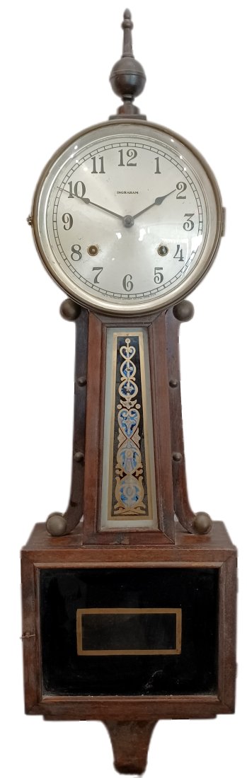 Huge Antique Ingraham Banjo Keywind Wall Hanging Running Clock (1 of 4)