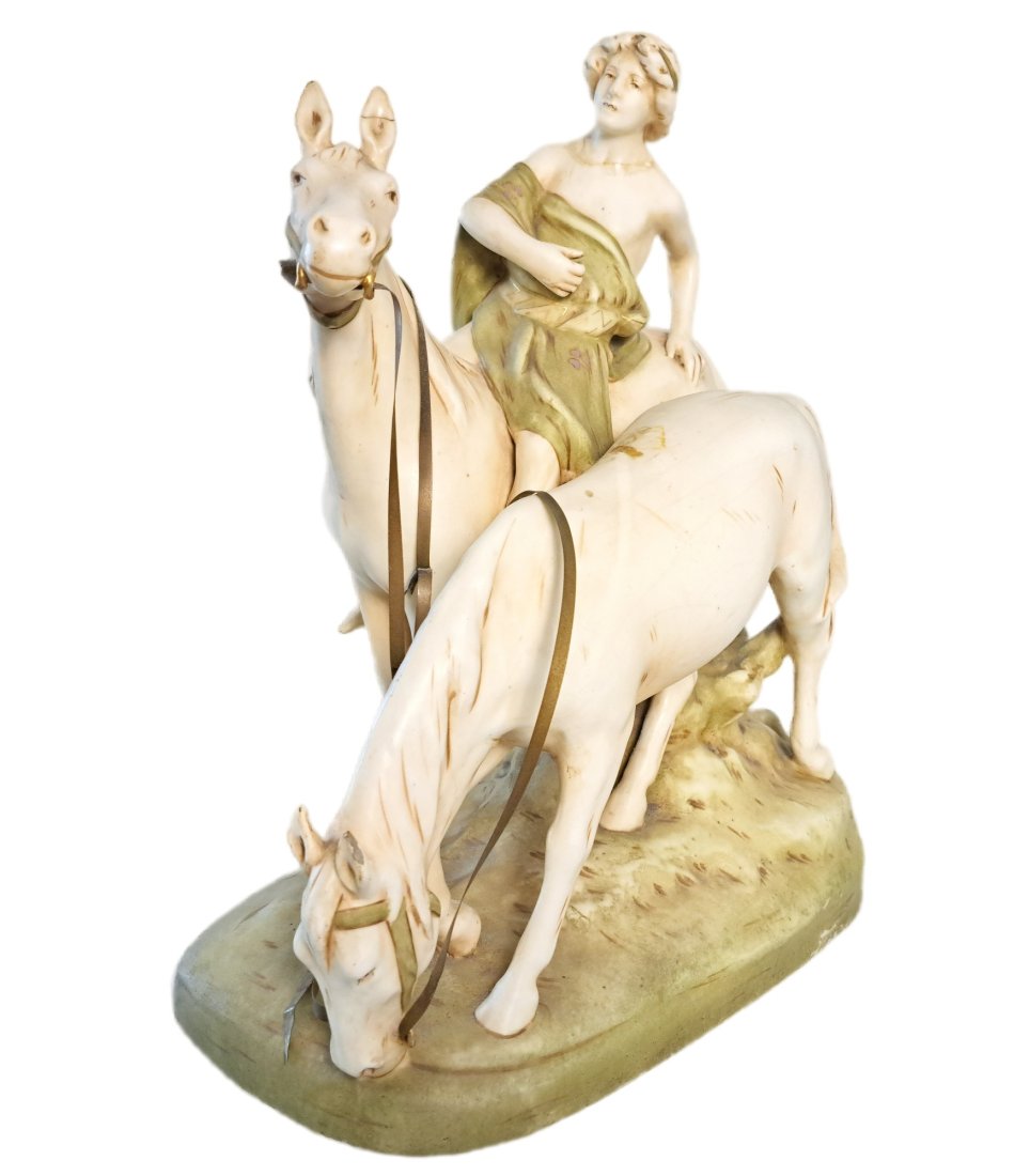 Large Teplitz Manner Antique Art Pottery Stature Classical Figure Horseback Equestrian (1 of 12)