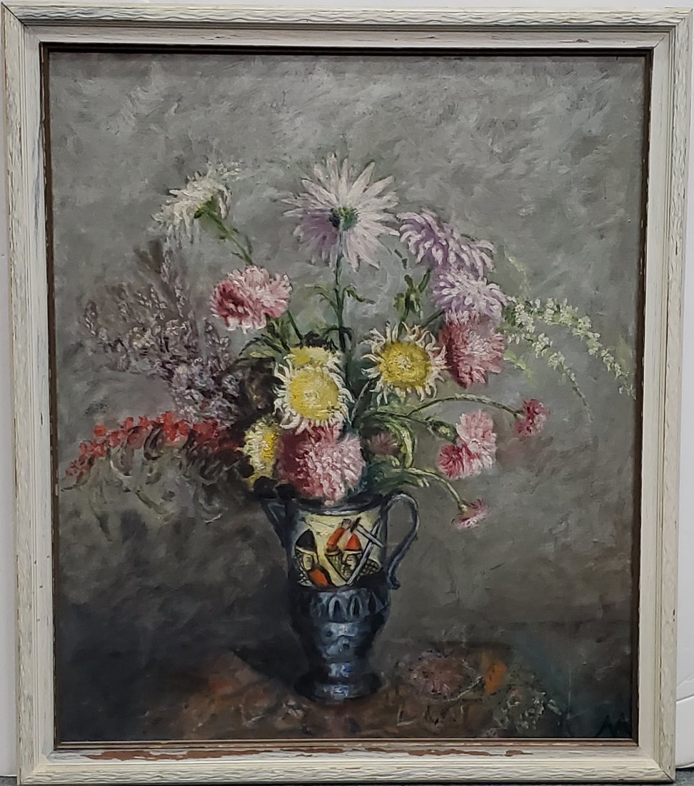 A.D. Alexander Chrysanthemum Floral Still Life Oil Painting: Described By:Michelle 2024X Title:A.D. Alexander Chrysanthemum Floral Still Life Oil Painting Description: A.D. Alexander Chrysanthemum Floral Still Life Oil Painting. Oil on Board. Signature:Mono