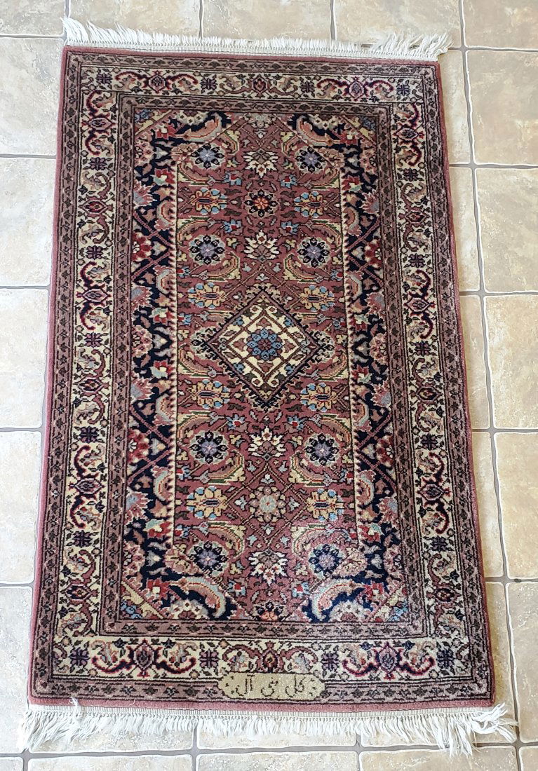 Signed Persian Silk Rug 60x36in (1 of 4)