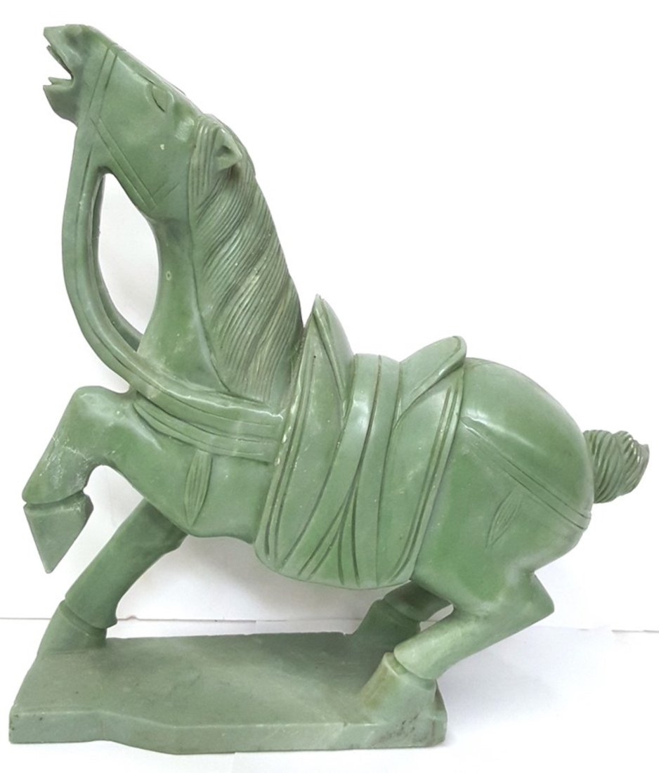 Large 14in Carved Chinese Jade Archaic Form Horse Statue Sculpture (1 of 8)