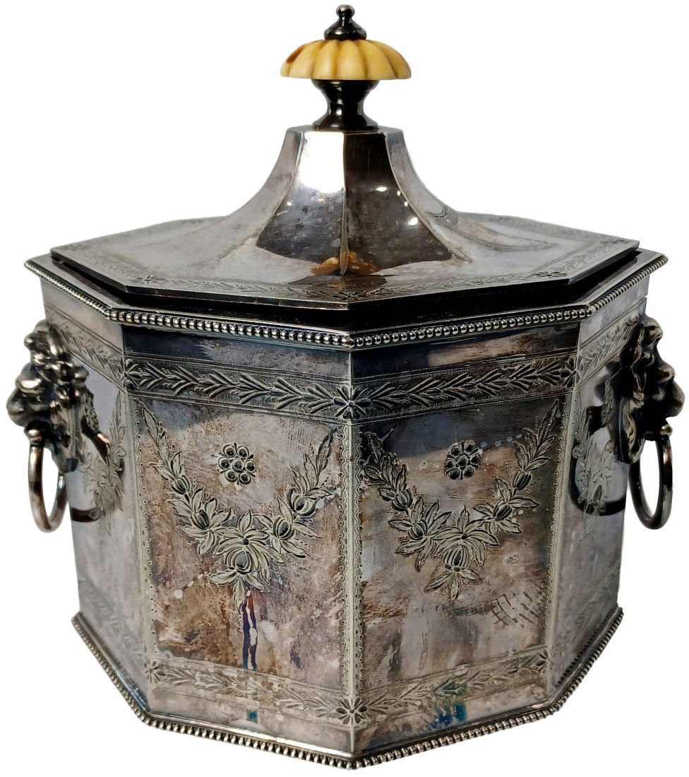 Antique Regency Elkington Silver Plated Tea Caddy Box 29.2ozt (1 of 5)