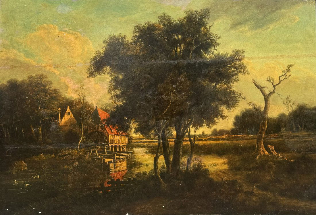 Meindert Hobbema or After “The Old Water Mill” Dutch Old Master Oil on Cradled Panel (1 of 14)