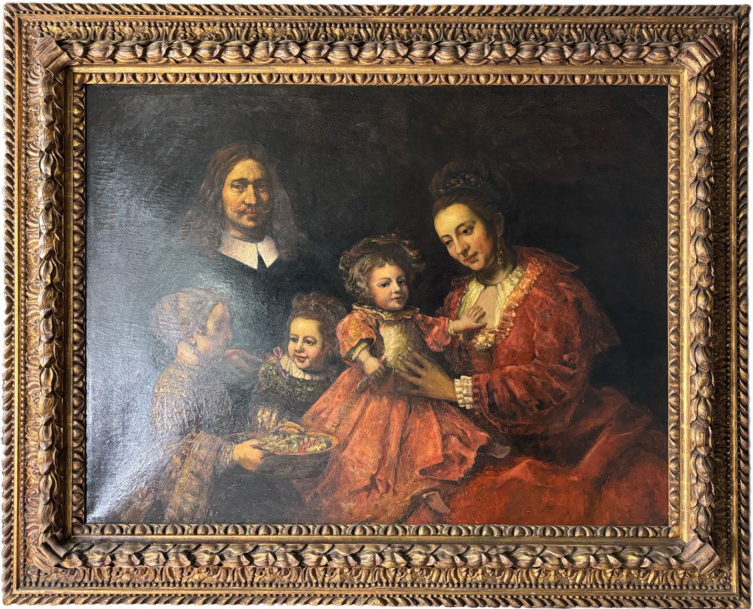 Follower of Rembrandt van Rijn Huge Family Portrait Interior Oil Painting Dutch Old Master (1 of 13)