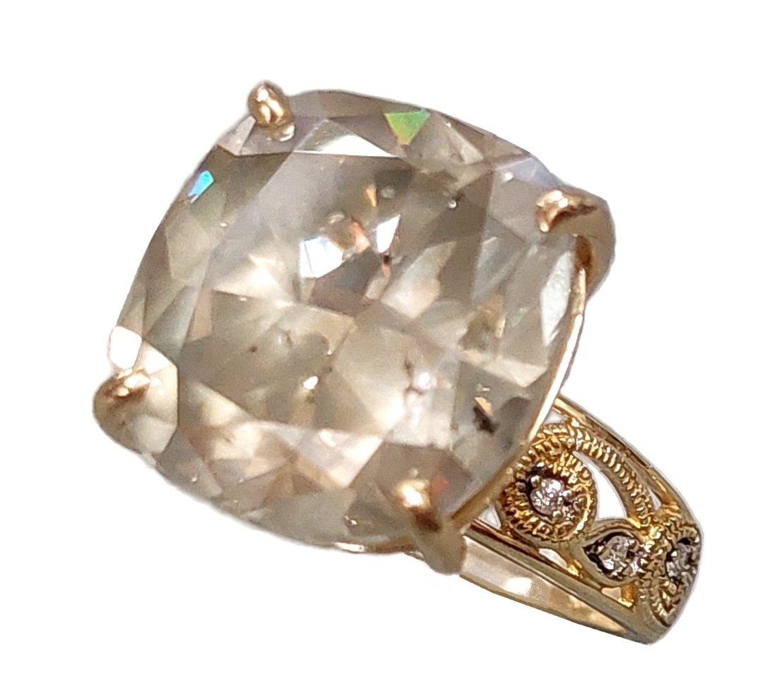 GIA 14.59ct Fancy Grey-Green Yellow Diamond Solitaire 14k Gold Ladies Ring w/ Report (1 of 13)