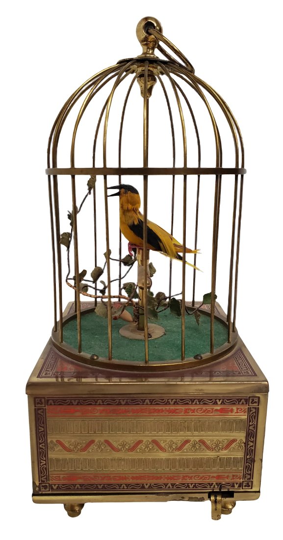 Karl Griesbaum German Automaton Birdcage Singing Bird in a Cage Music Box Antique (1 of 8)