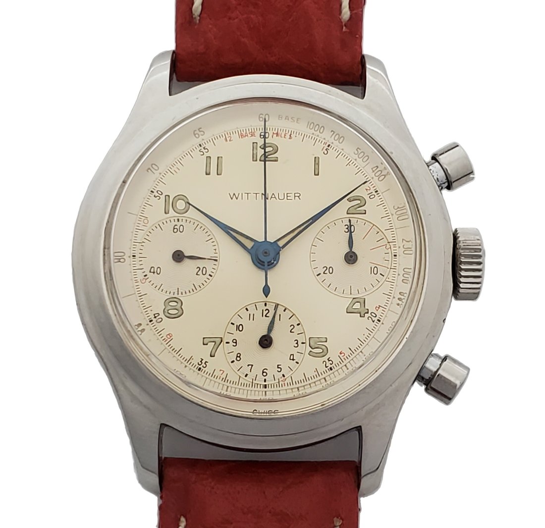 Wittnauer Chronograph Valjoux 72 Ref 800 Vintage Mens Wrist Watch w Pouch (1 of 8)