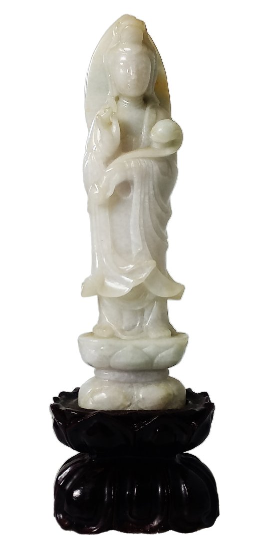 Antique Chinese White Jade Mutton Fat Guanyin Statue Sculpture Carving (1 of 9)