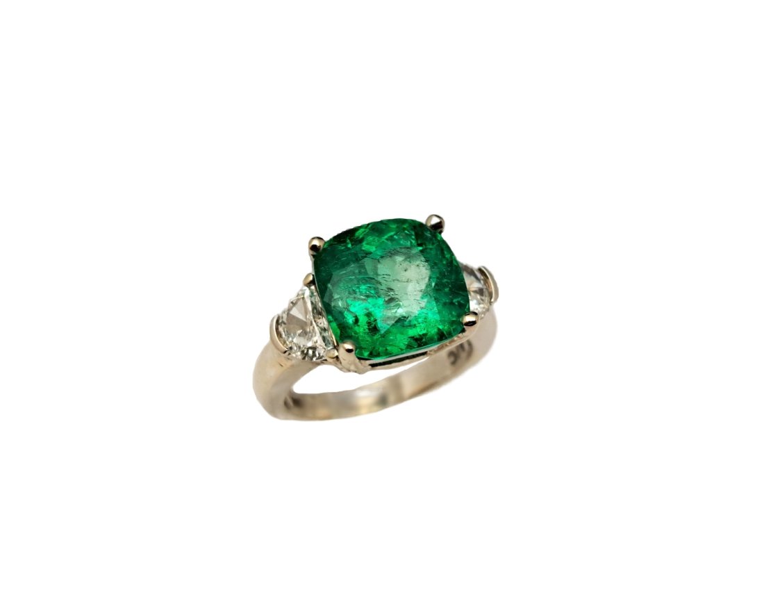 5.23ct GIA Stunning Natural Colombian Emerald Diamond 14k White Gold Ring (1 of 8)
