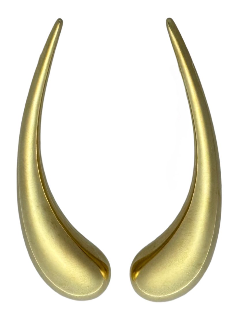 Extra Long Tiffany & Co. Elsa Peretti 18k Gold Tear Drop Earrings Designer Made in Spain (1 of 8)