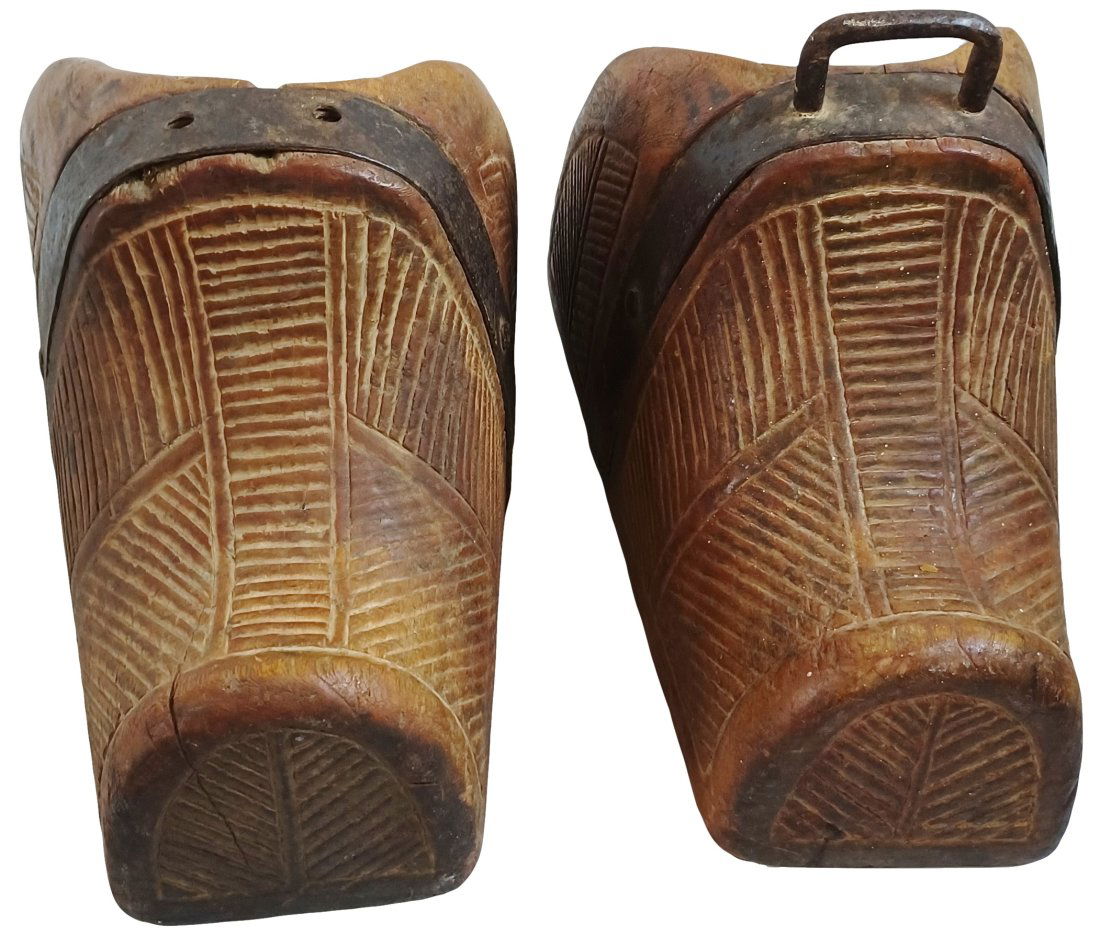 Pair Of Large African Carved Wooden Shoes (1 of 4)