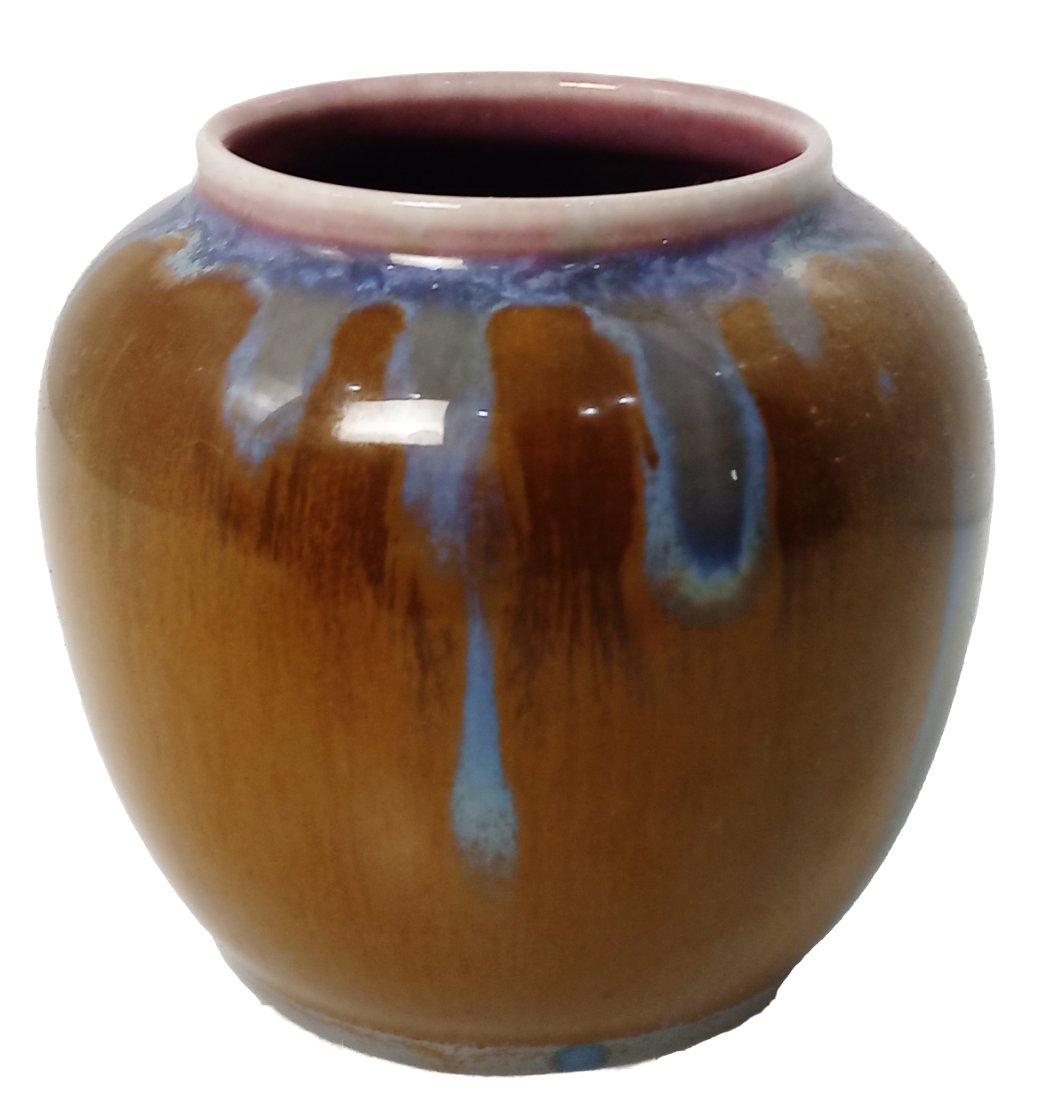 Small Signed Rookwood Pottery Blue Brown Glossy Ceramic 3 Inch Vintage Vase (1 of 6)