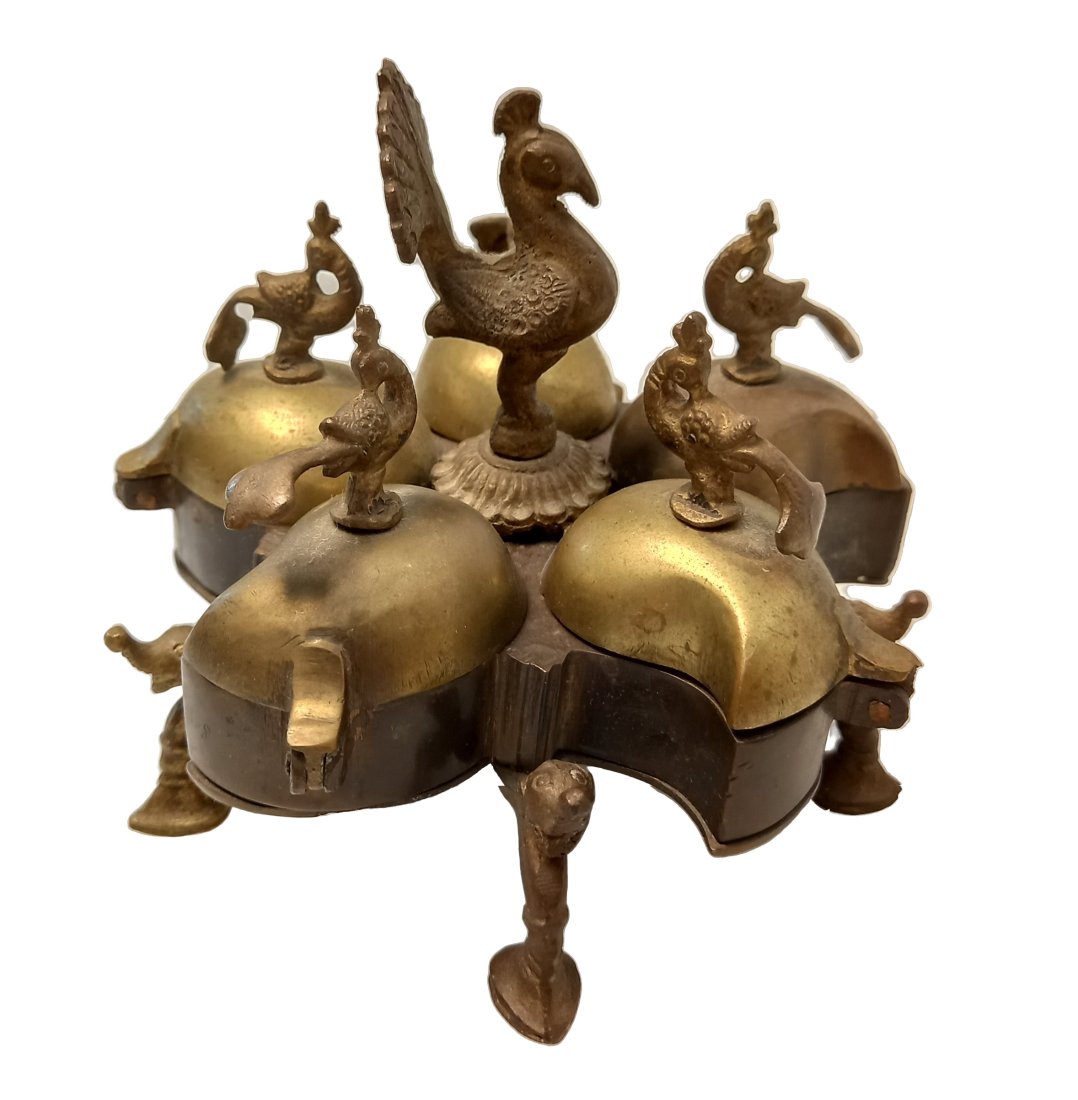 Local Find Indian Tika Tilak Krishna Ritual Box or Betel Areca Nut Box Tobacco Peacock (1 of 10)