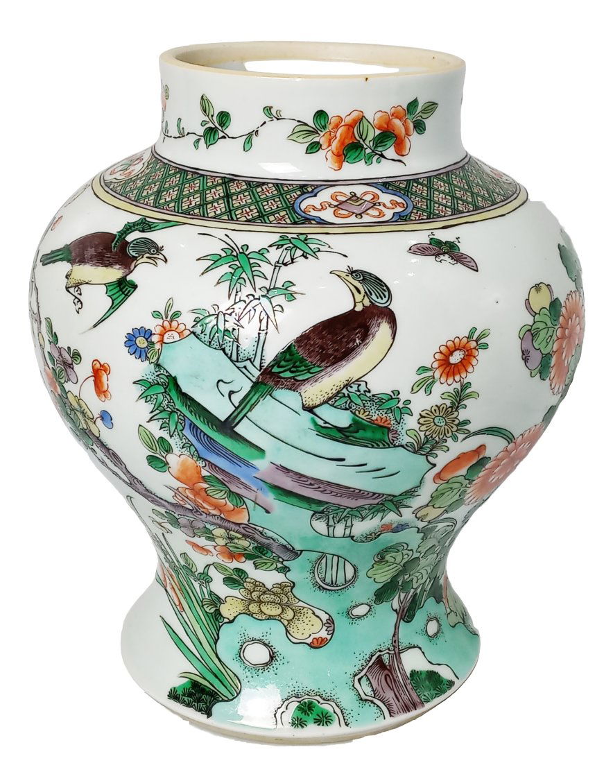 Large 10 Inch Chinese Asian Colorful Bird Natural Landscape Ceramic Porcelain Vase (1 of 8)