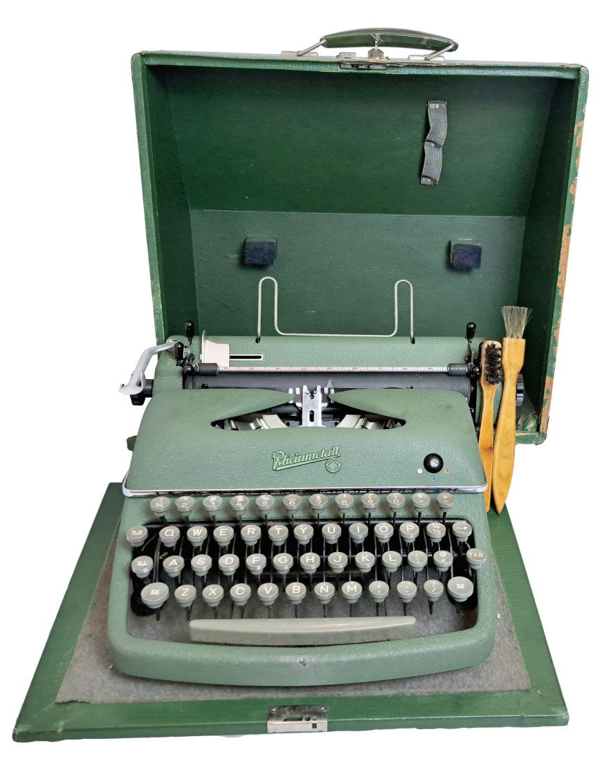 Rheinmetall Vintage Green Germany Portable Manual Typewriter (1 of 6)