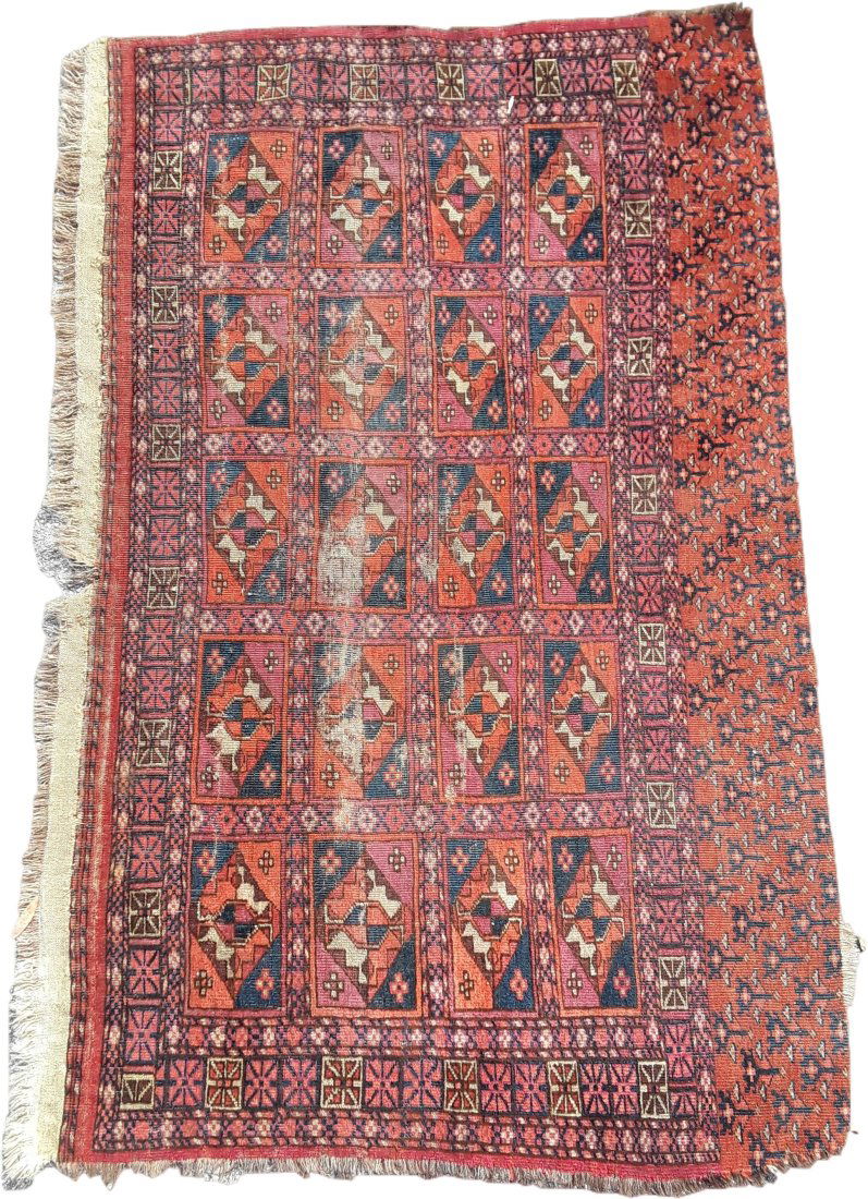 Geometric Antique Handmade Wool Multi Pattern Small Hearth Rug 2'8.5"x4'5" (1 of 8)
