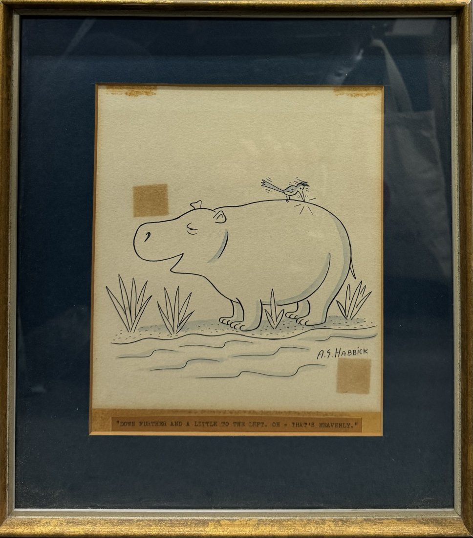 Andrew S. Habbick Signed Cartoon Illustration Titled Down Further and a Little to the Left 1966 (1 of 6)