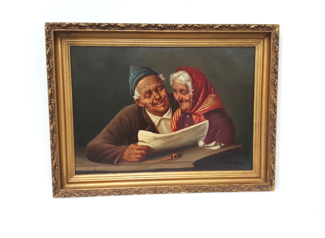 Original Oil On Canvas Peter Marbert Married Lovely Couple (1 of 5)