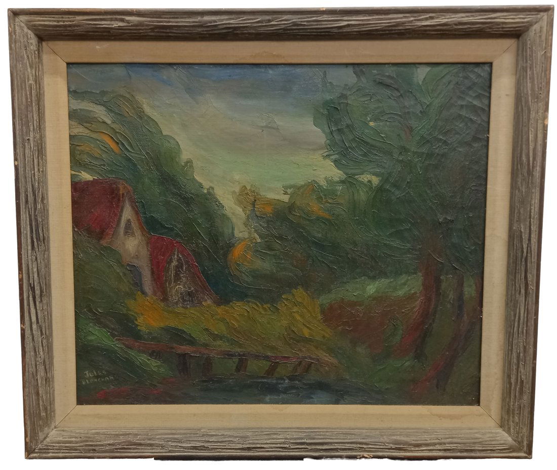 French Antique Signed Jules Blanchard Post-Impressionism Oil On Canvas Painting Arts Crafts (1 of 5)
