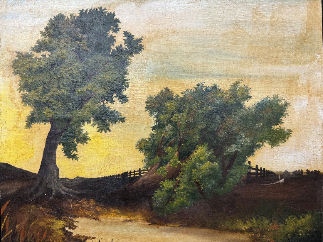 Henry Churchill Signed Landscape Oil on Board Painting Dated 1962 (1 of 7)