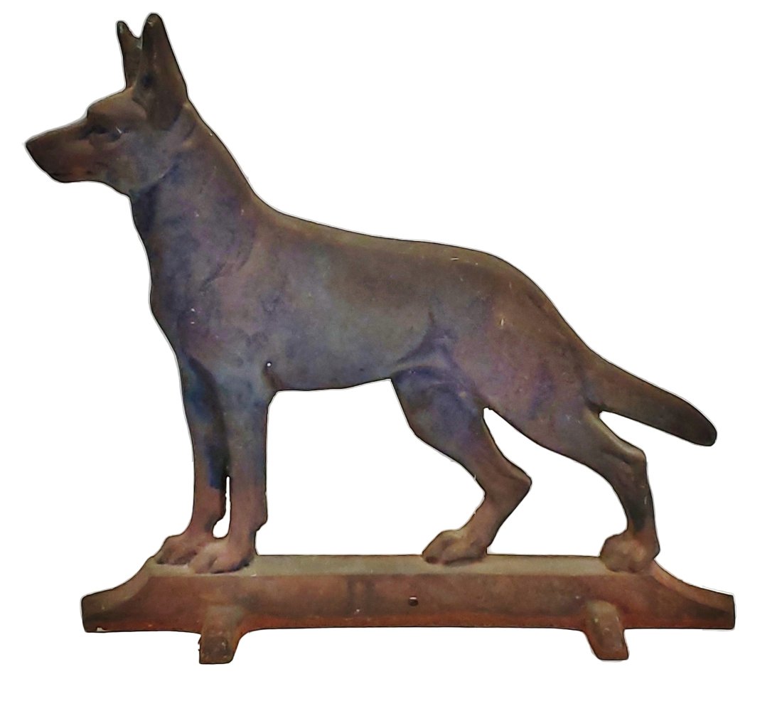 Davison Cast Iron German Shepherd Dog Doorstop World Radio Advertisement Antique Vintage (1 of 5)