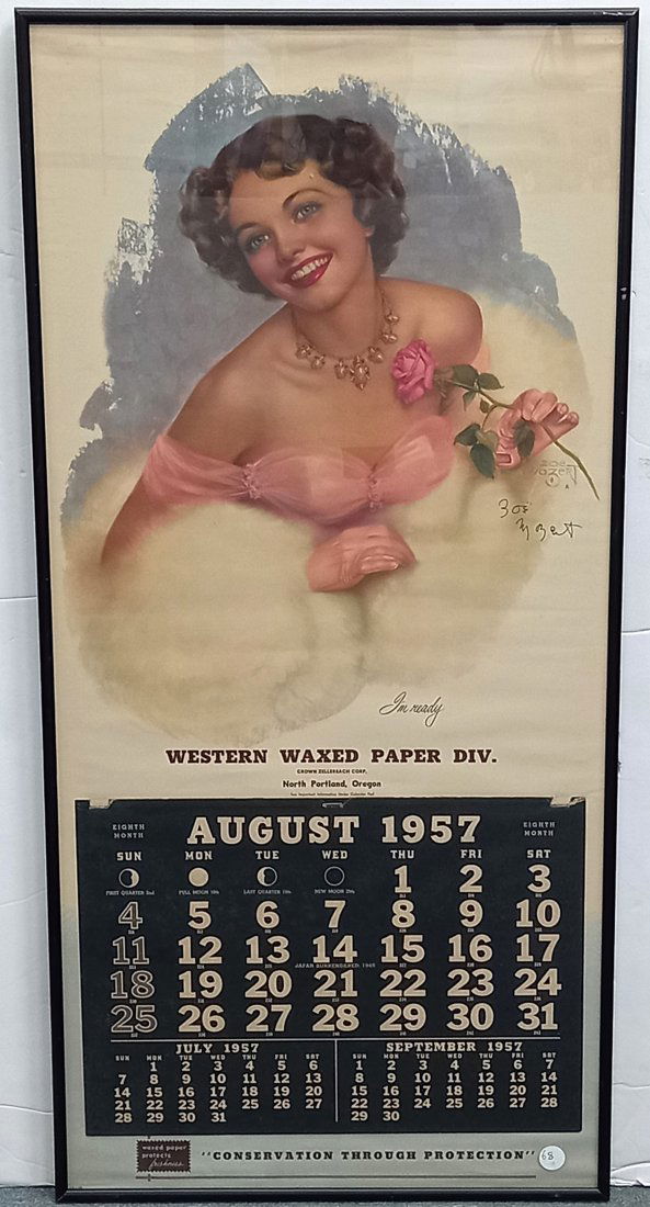 1950s Signed Zoe Mozert I’m Ready Pin Up Calander Print W/ Provenance (1 of 4)