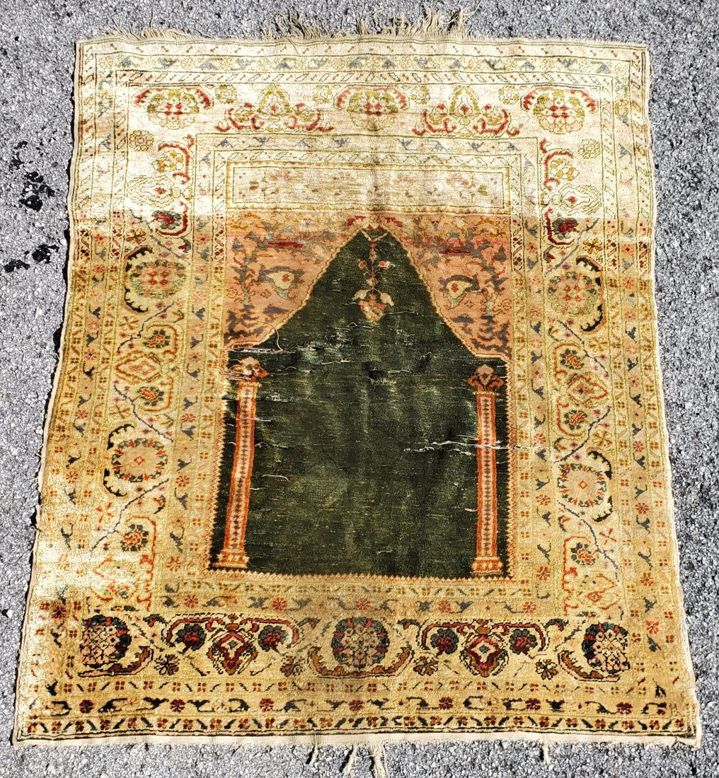 Antique Turkish Silk Prayer Rug 4.5 X 3.5ft (1 of 4)