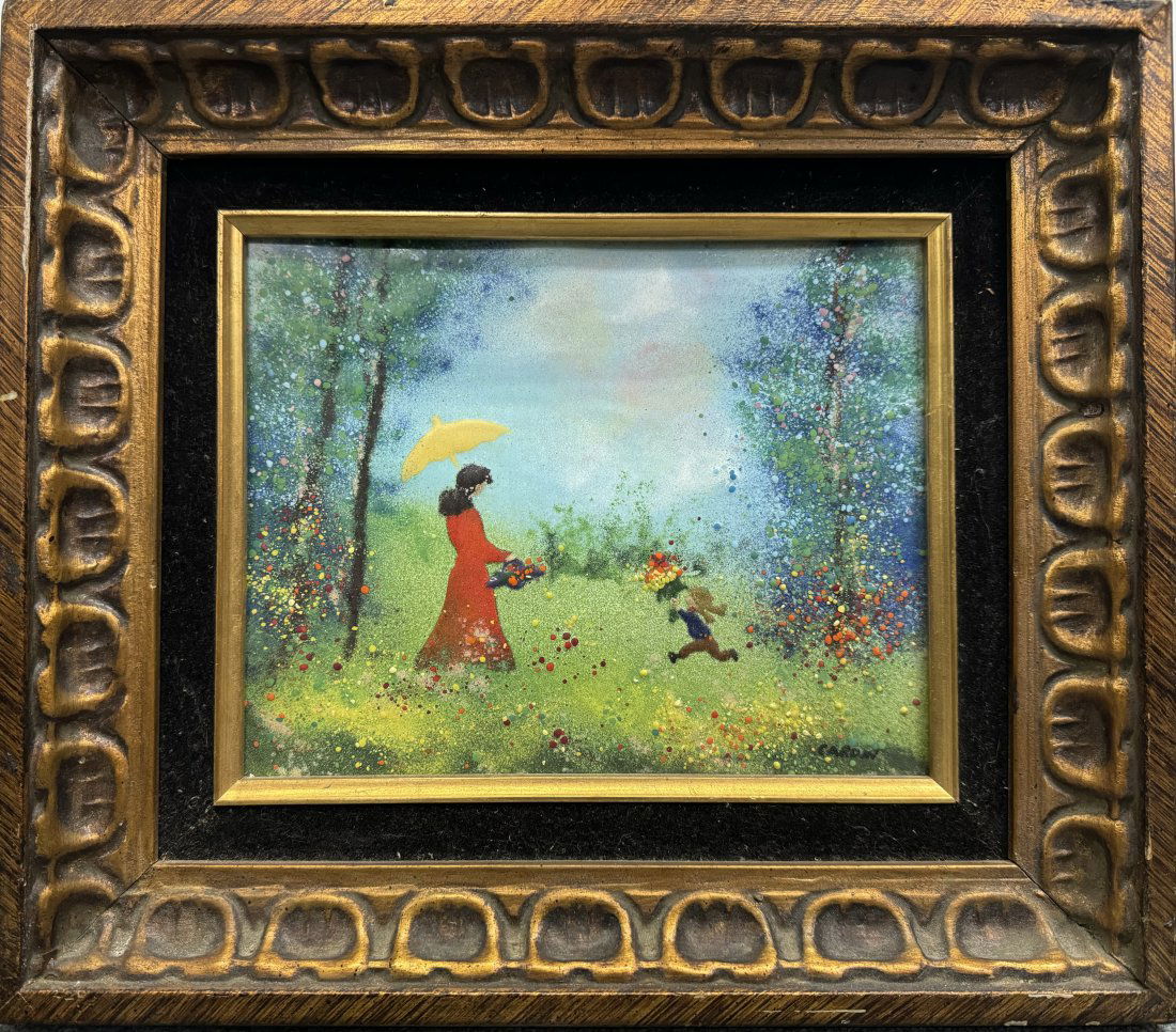 Louis Cardin (French, b. 1931) Signed Original Enamel on Copper Vintage Artwork Framed (1 of 8)