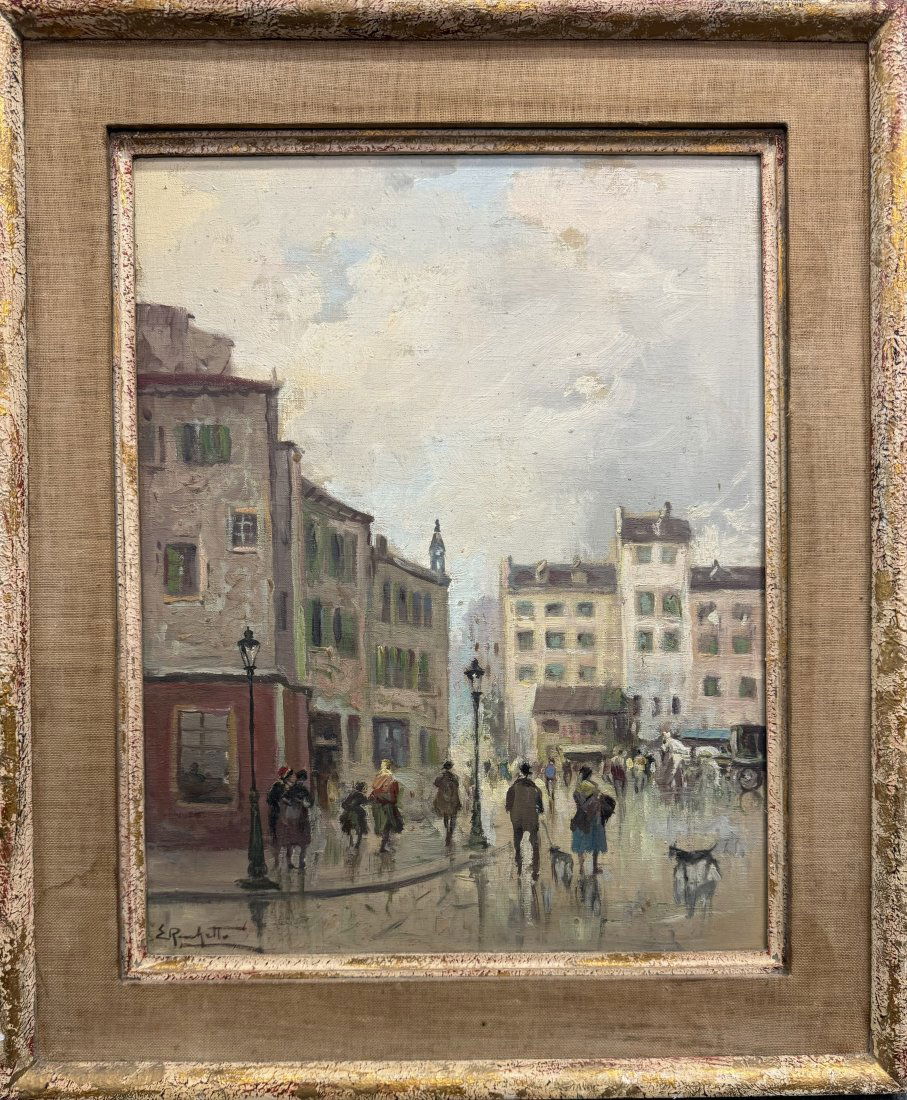 E. Roochetta Signed Vintage Brazilian Impressionist Cityscape Oil on Canvas Painting (1 of 7)
