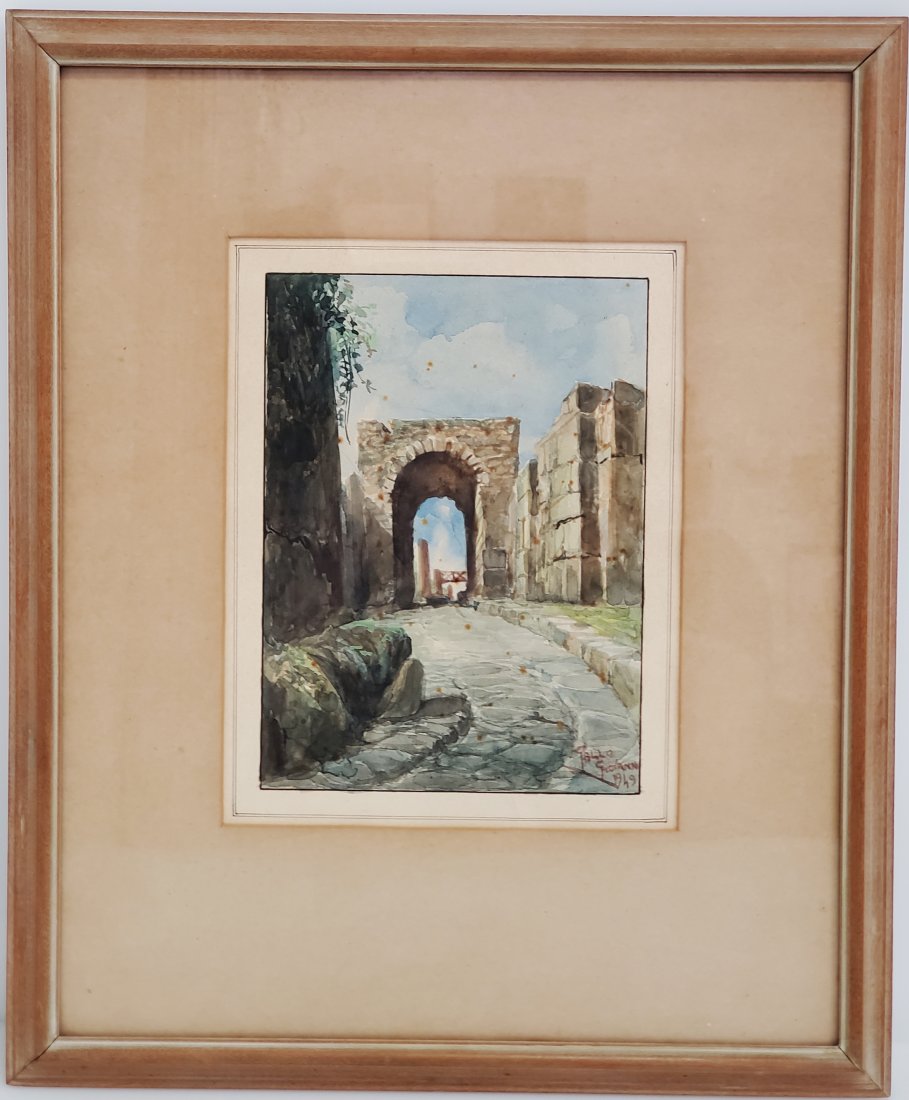 Giovanni B Gallo 1949 Italian Watercolor Painting Roman Arch Ruins (1 of 6)