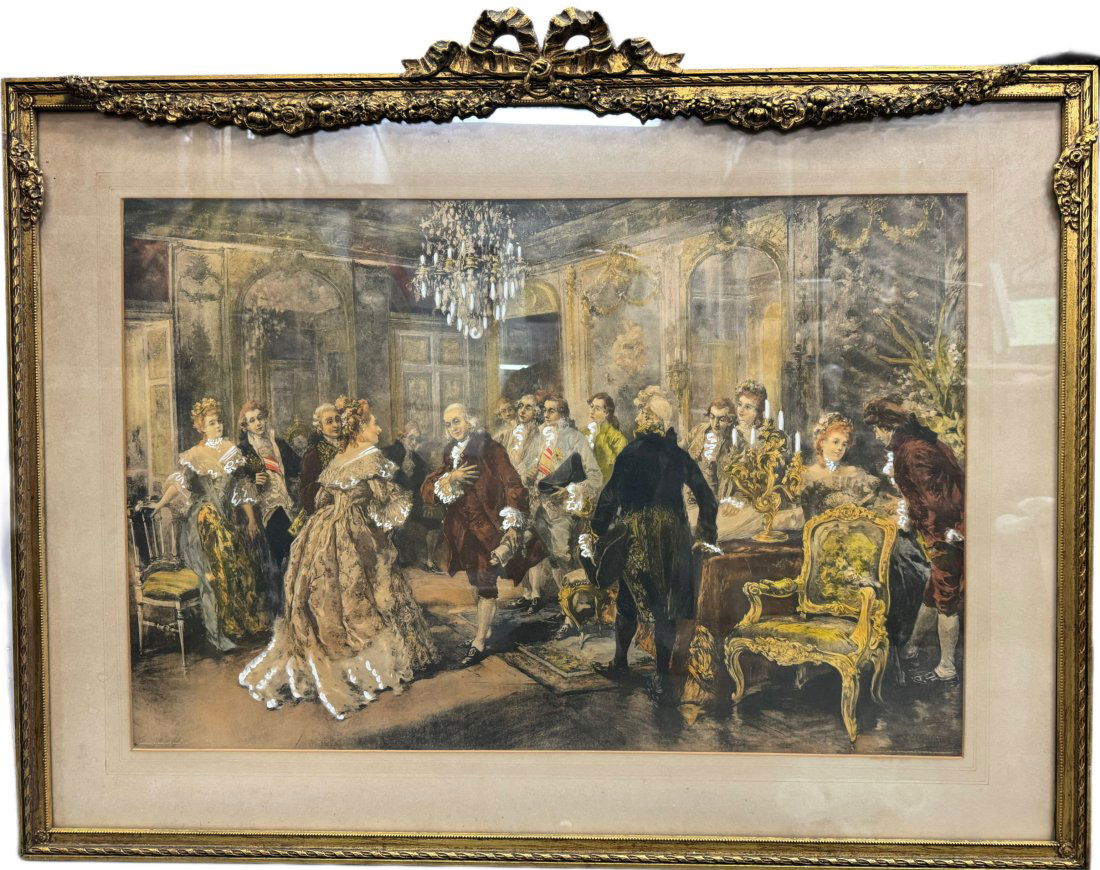 Continental Heliogram Heightened with Gouache V. Se Paredes Benjamin Franklin in Ornate Frame (1 of 9)