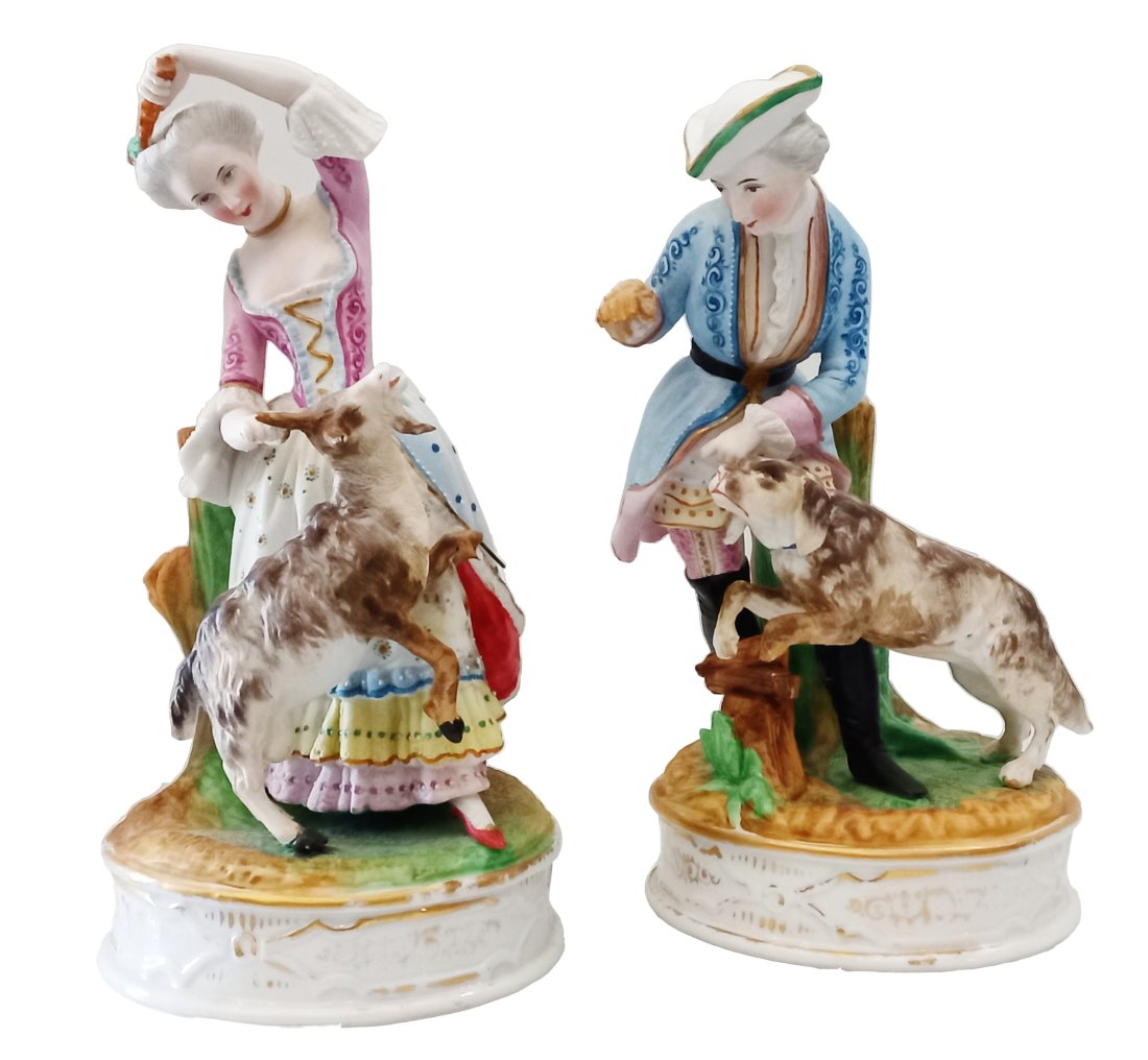 American Colonial Man Woman Farm Animal Porcelain Figurine Set (1 of 16)
