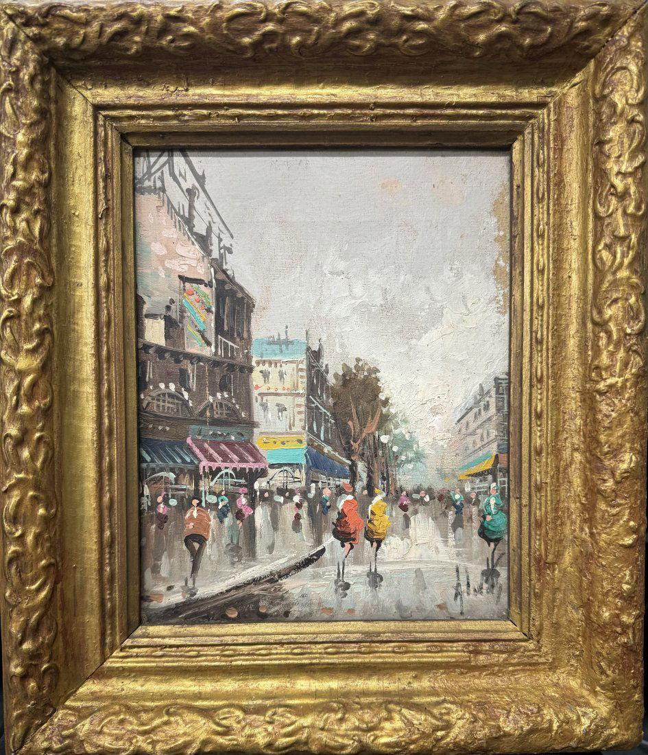 Antonio Devity Signed Impressionist City Street Scene Oil Painting (1 of 10)