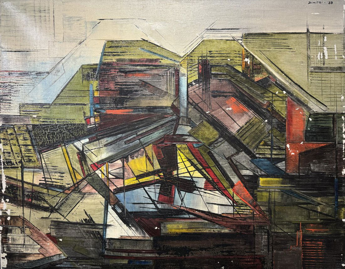 Roy Dimitri Parsons Signed 1959 Brutalist Abstract Oil on Canvas Painting (1 of 10)
