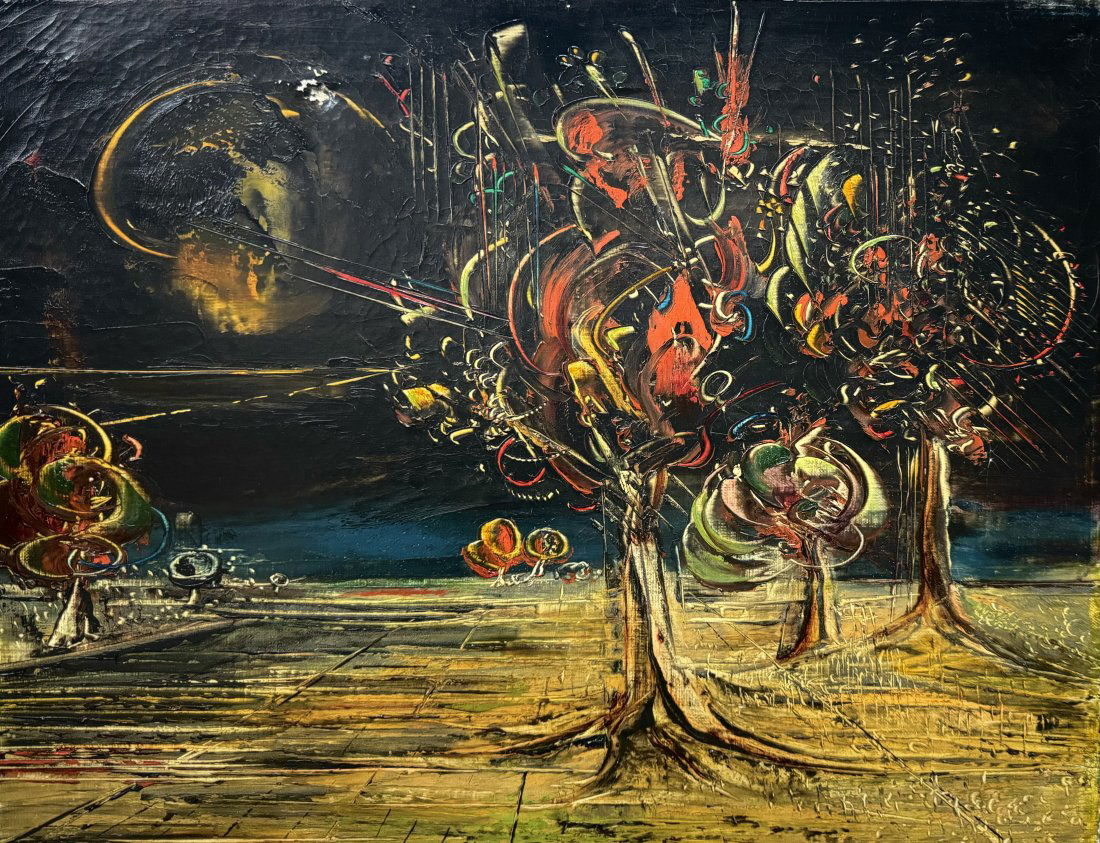By or After Roy Dimitri Parsons Vintage Mid Century Abstract Expressionist Arboreal Painting (1 of 9)