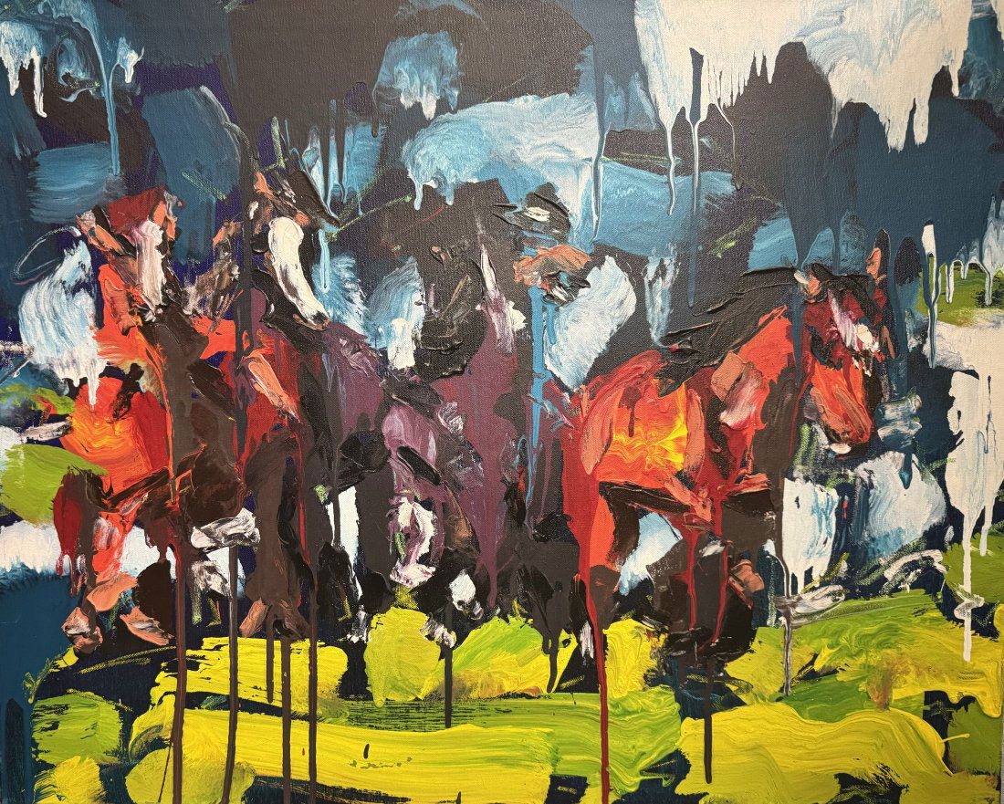 Dreaming of Horses by Kent Paulette Derfla Signed Acrylic on Canvas Abstract Expressionist Painting (1 of 11)