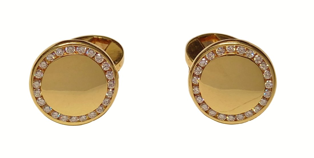 Heavy Cartier 18K Yellow Gold 0.69ctw Fine Diamond Mens Cufflinks Numbered 29.2g (1 of 8)