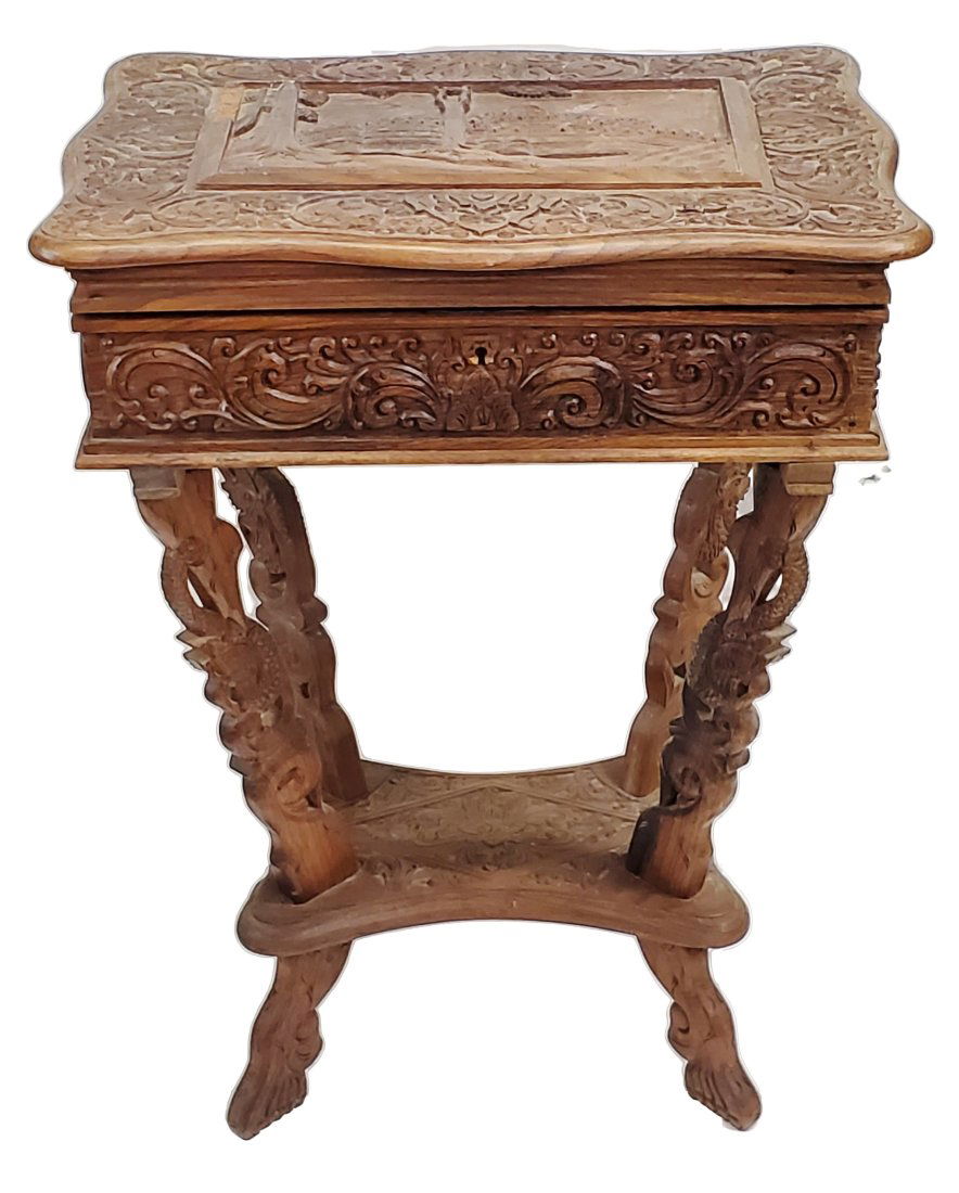 Hand Carved Wood Table Stand Near East Possibly Persian Islamic (1 of 9)