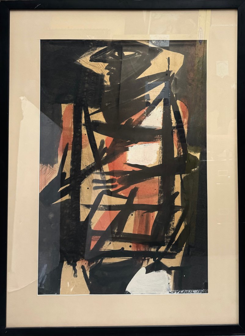 Vaclav Vytlacil (American, b. 1892, d. 1984) Signed Gouache Abstract Figural Painting Dated 1945 (1 of 5)