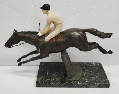 Kirstie Alley Estate Maurice Guiraud-Riviere Bronze Alabaster Jockey Horse Trophy 1926 COA: Described By:Michelle CNX VX 1626 8219 Title: Kirstie Alley Estate Maurice Guiraud-Riviere Bronze Alabaster Jockey Horse Trophy 1926 COA Description:Provenance: The Estate of the late Kirstie Alley, n