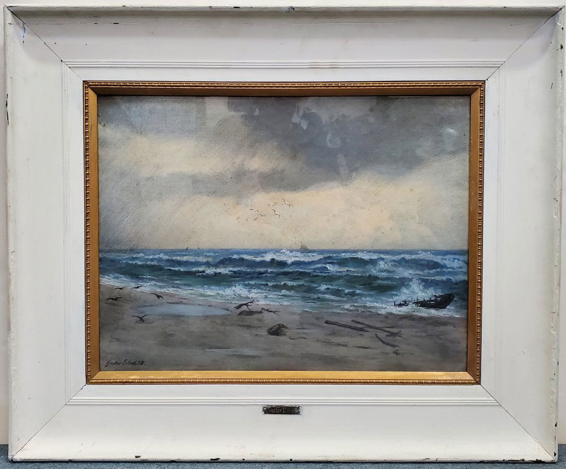 Gustav Eilers German Gouache Watercolor Pastel Seascape Canal Painting (1 of 6)