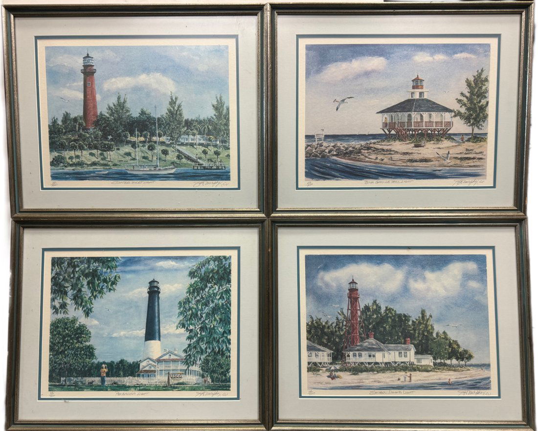 Murph the Surf Jack Roland Murphy Lot of Four Signed Florida Lighthouse Prints (1 of 18)