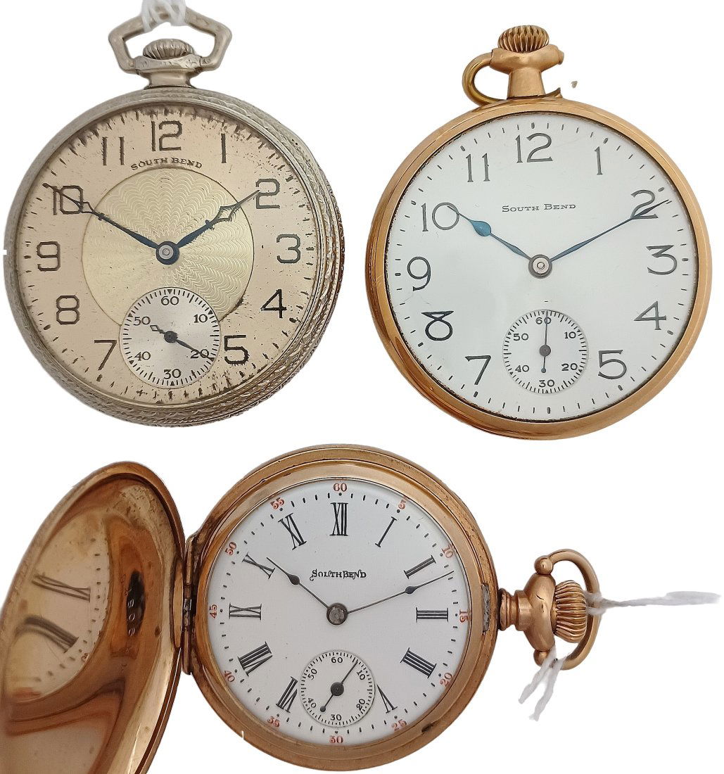 Lot of 3 Antique South Bend Watch Co Mens And Ladies Vintage Art Deco Running Pocket Watches (1 of 4)