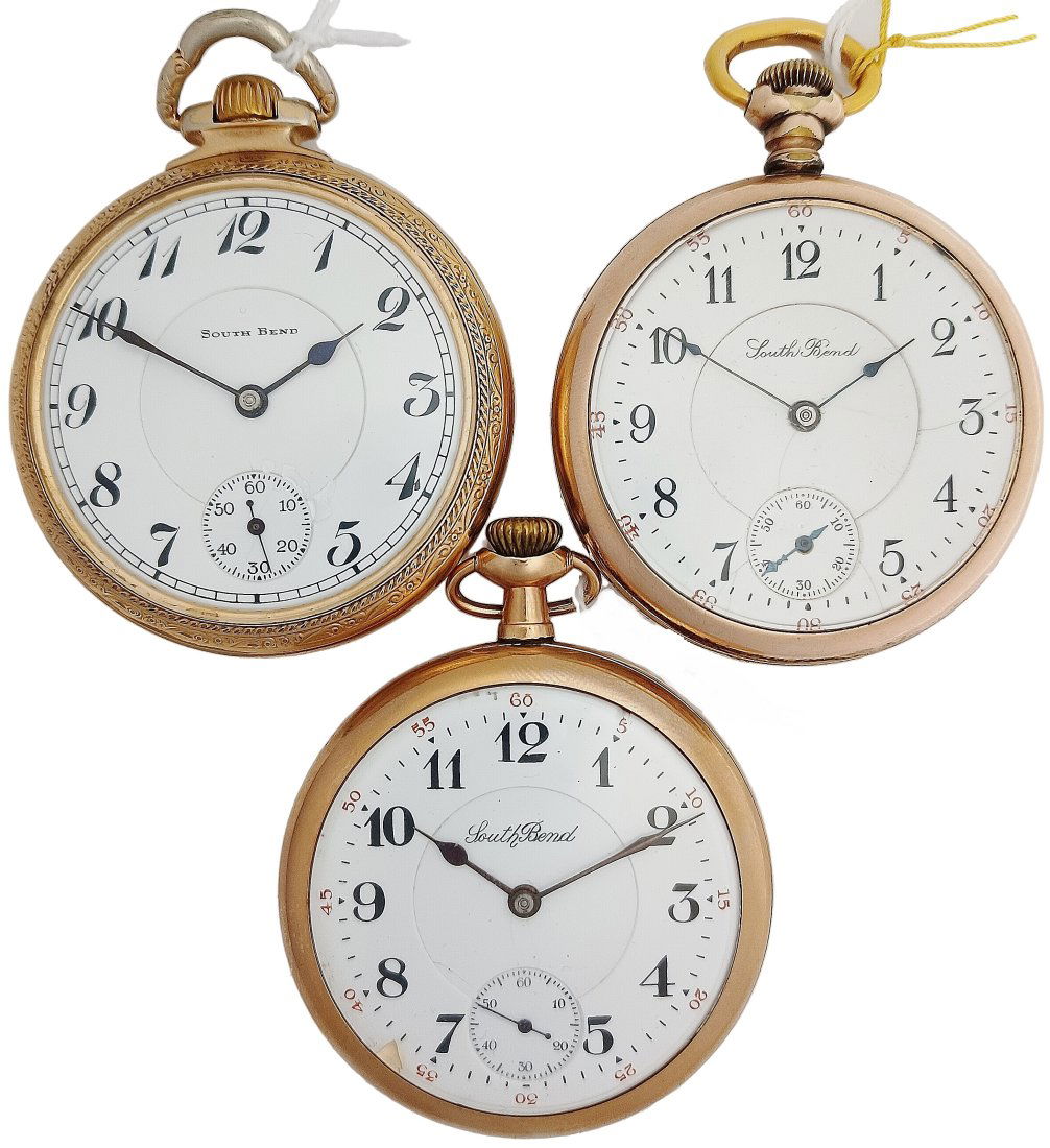 Lot of Antique South Bend Watch Co High Grade Mens Openface Running Pocket Watches (1 of 5)